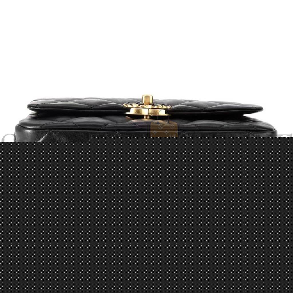 Ch*el master 23k wide shoulder strap chain cowhide hobo bag black as4423 (20*15*5cm)